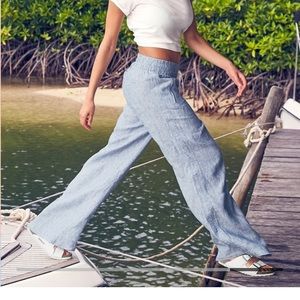 Wide leg athlete linen pants